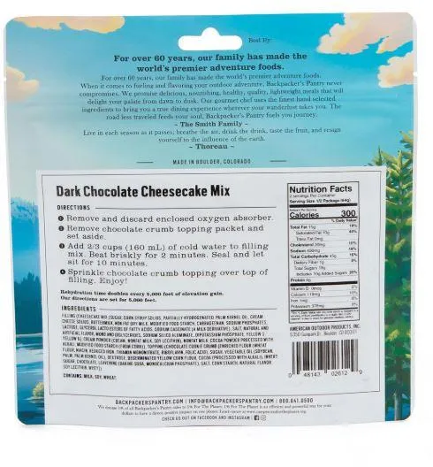 Backpacker's Pantry Dark Chocolate Cheesecake
