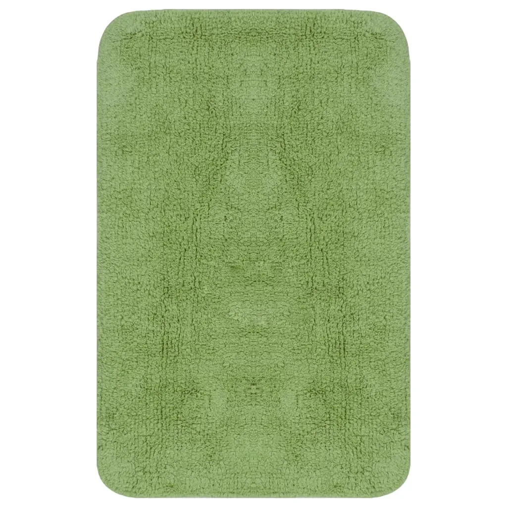 Bathroom Mat Set 3 Pieces Fabric Green