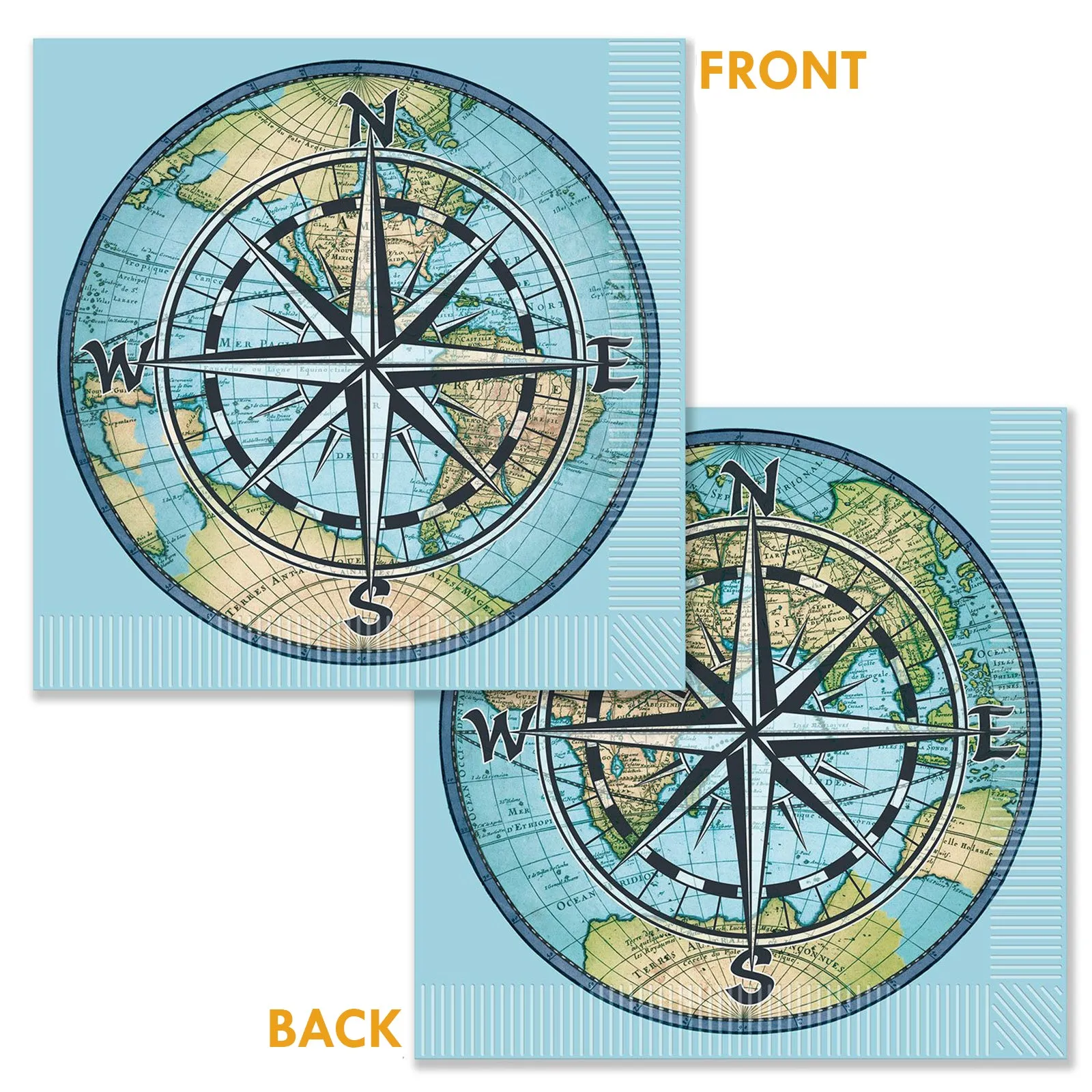 Bon Voyage World Travel Paper Dinner Plates and Lunch Napkins (Serves 16)