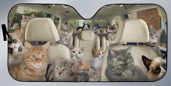 Cats All Family Car Sunshade, Cat Car Sun Shade Windshield