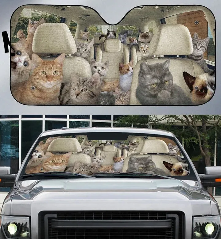 Cats All Family Car Sunshade, Cat Car Sun Shade Windshield