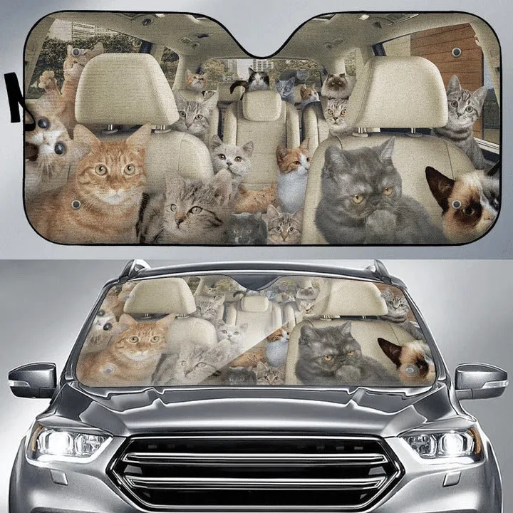 Cats All Family Car Sunshade, Cat Car Sun Shade Windshield