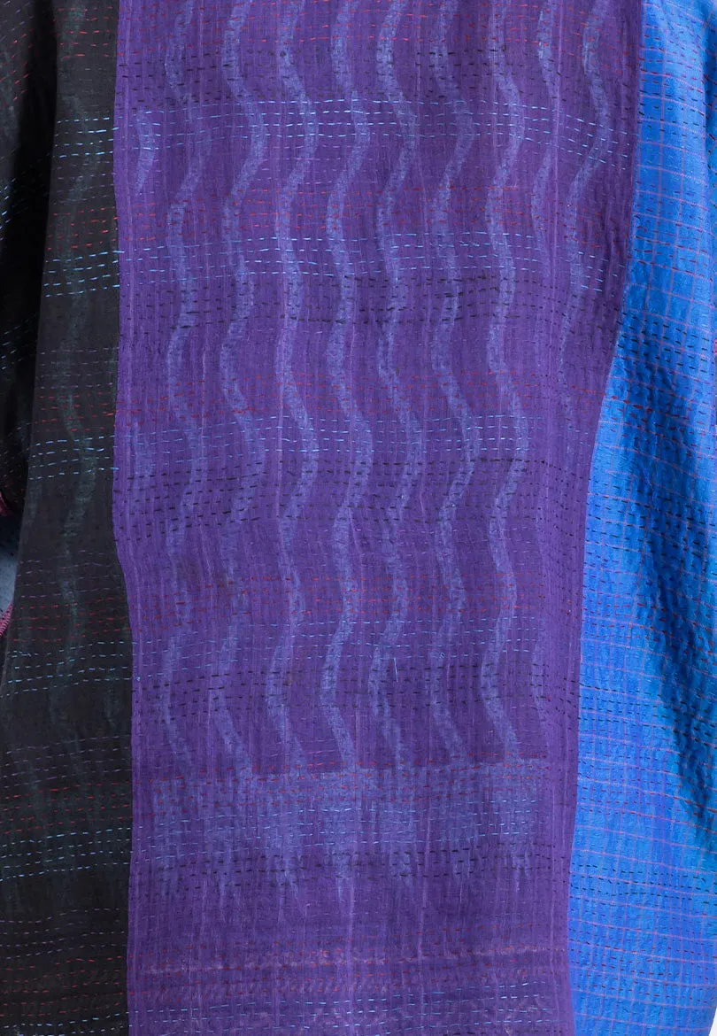 DESERT WAVES KANTHA TENT DRESS - dw2413-blu -