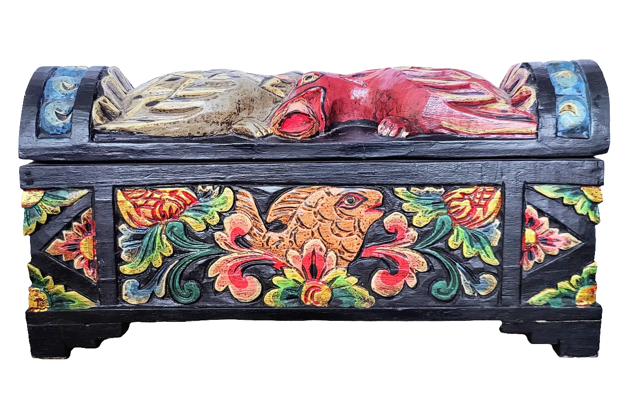 Home Decor. Storage Accessory. Beautiful Decorative Handcrafted and Painted Wooden Box.
