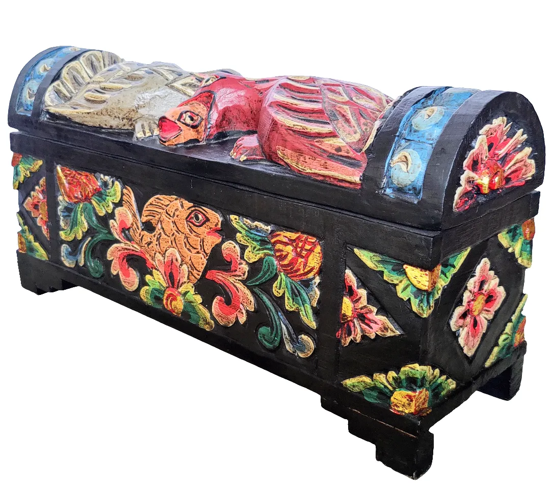 Home Decor. Storage Accessory. Beautiful Decorative Handcrafted and Painted Wooden Box.
