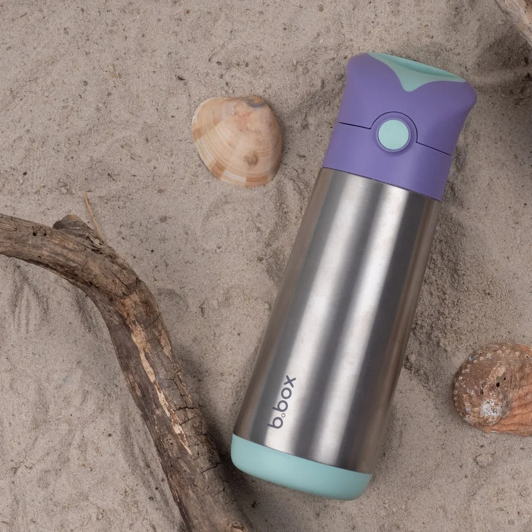 Insulated Straw Sipper Drink Water Bottle 500ml Purple