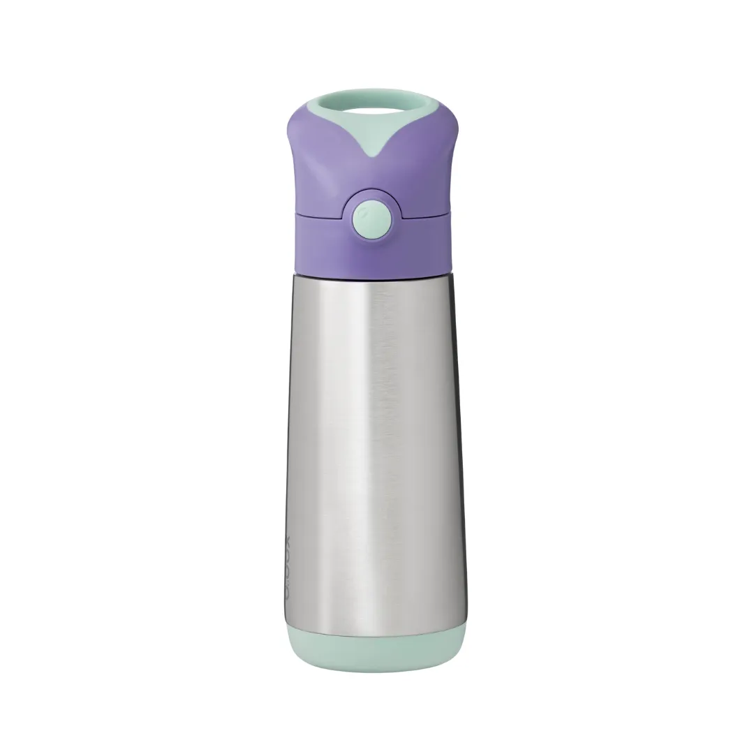 Insulated Straw Sipper Drink Water Bottle 500ml Purple