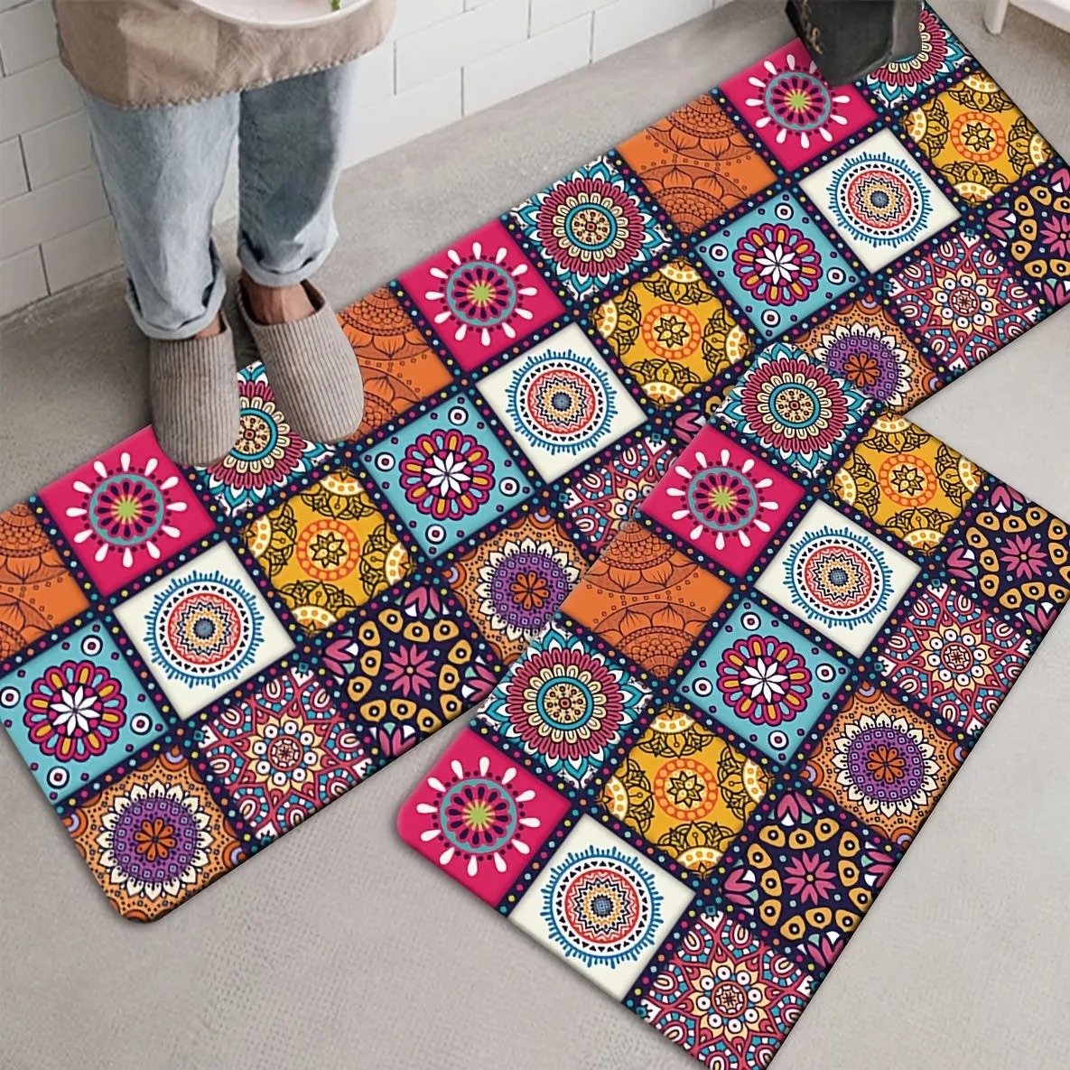 Moroccan Ethnic Floor Mat Nonslip Modern Kitchen Essential