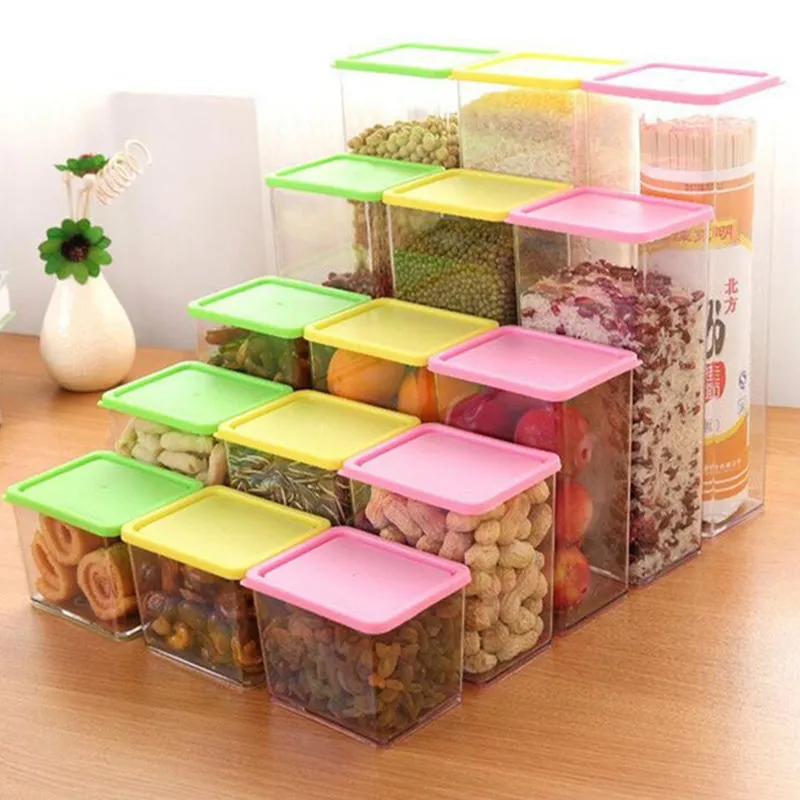 Plastic Food Storage Box Grain Container Kitchen Organizer