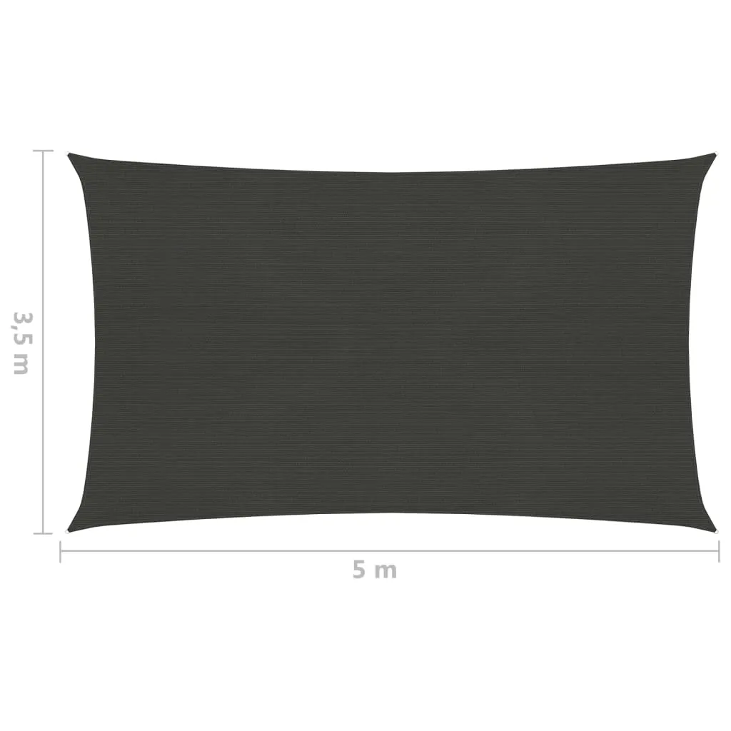 Sunshade Sail 160 g/m² Anthracite 3.5x5 m HDPE